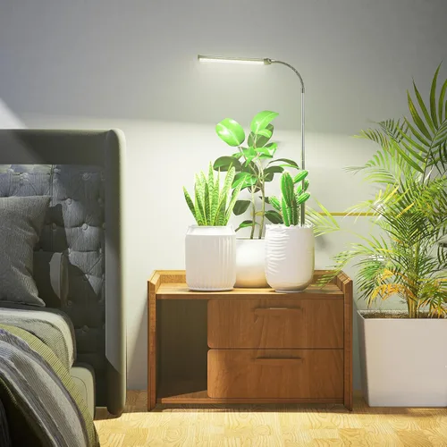 Miniatura 6 de Luz LED de Crecimiento, Lámpara de Cuello de Ganso de Espectro Completo 6000K para Plantas Pequeñas de Interior, Temporizador Automático