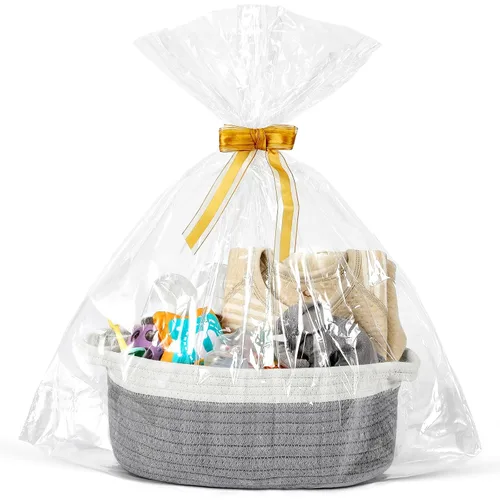 Miniatura 10 de Paquete de 4 canastas pequeñas tejidas con asas, cesta de almacenamiento de cuerda de algodón, bonita cesta de regalo para bebé para guardería, Gris