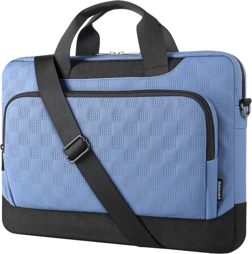 Miniatura 8 de DOMISO Bolsa para portátil de 15 a 15.6 pulgadas, maletín de negocios impermeable con correa de carrito para maleta, se adapta a computadora de 15.6