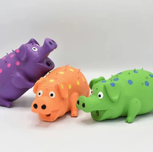 Miniatura 4 de Juguetes para perros Squeaky Pig - Paquete de 2 juguetes para perros que gruñen gruñidos para perros pequeños, medianos y grandes, juguete