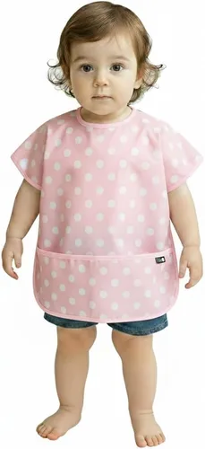 Miniatura 27 de Plie Short Sleeve Waterproof Bib for Toddlers – Easy Clean Feeding Apron for Mealtime, Daycare, Self-Feeding, Lightweight