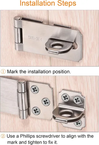 Miniatura 5 de MECCANIXITY Cerradura de acero inoxidable de 5 pulgadas de grosor para puerta, cierre de candado pesado con tornillos para puerta de armario