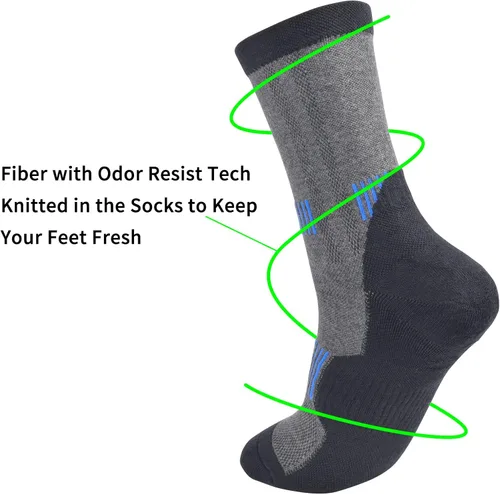 Miniatura 5 de WindCrosser Men's Padded Cushioned Anti Odor Compression Crew Mid Calf Cotton Hiking Trekking Socks