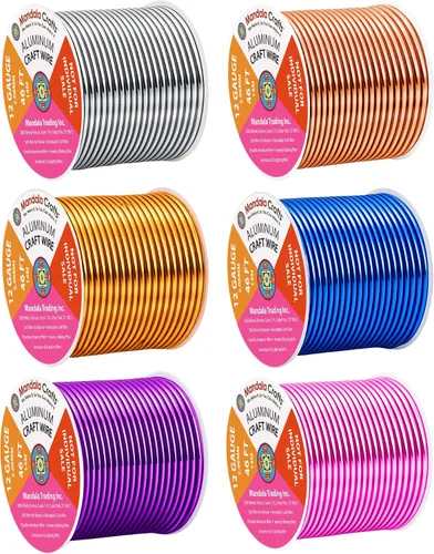 Miniatura 49 de Mandala Crafts - Alambre de aluminio anodizado de 8 calibre para hacer joyas - 9.75 m de alambre flexible negro colorido - Flexible para bonsái