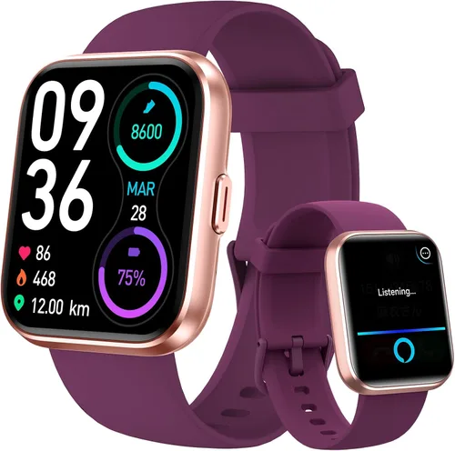 Miniatura 9 de Reloj inteligente aeac para hombres y mujeres, con Alexa incorporada y llamada Bluetooth estable, con monitor de frecuencia cardíaca/SpO2/sueño, 100