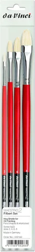 da Vinci Brushes 5423 Maestro 2 Hog Bristle Filbert (tamaños 2, 4, 6, 8), juego de pinceles para artista, color negro 4