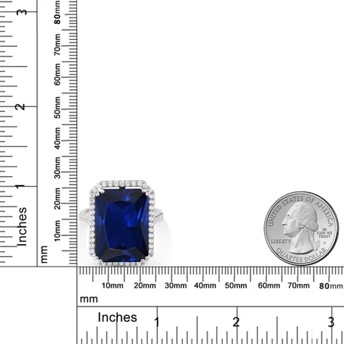 Miniatura 5 de Gem Stone King Anillo de compromiso de plata de ley 925 con piedra natal Corte esmeralda 0.709 x 0.512 in Anillo de compromiso de aniversario