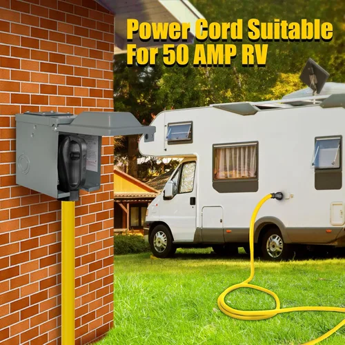 Miniatura 6 de Cable generador de 50 amperios con caja de entrada de alimentación preperforada, cable de extensión de generador de alta resistencia real STW