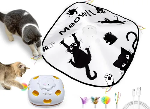 Miniatura 7 de ORSDA Juguetes para gatos de interior, 5 en 1, juguetes automáticos interactivos para gatitos, juguetes eléctricos recargables para ocultar