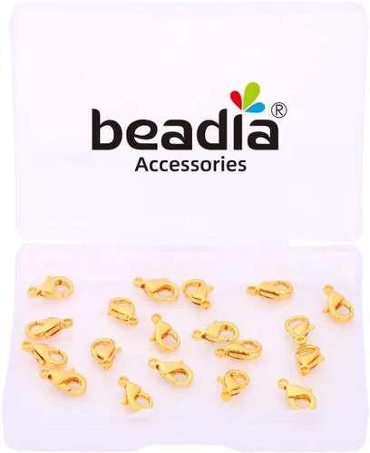 Miniatura 4 de BEADIA Cierres de langosta chapados en oro de 18 quilates que no se deslustran de 0.394 in, 20 piezas para hallazgos de fabricación de joyas Cierres