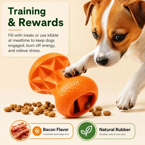 Miniatura 3 de Juguetes para perros grandes – Juguete masticable de goma duradero para masticadores agresivos, bola de rompecabezas interactiva dispensadora
