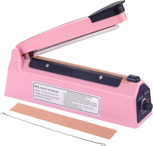 Sellador de bolsas de impulso de 8 pulgadas, sellador térmico de impulso, sellador manual de bolsas de impulso Máquina de sellado de bolsas de Rosa