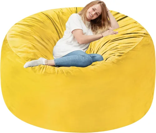Miniatura 73 de Homguava - Sillón puff de 3 pies Sillón estilo puff grande de 3 pulgadas con relleno de espuma viscoelástica, sofá suave con funda de terciopelo