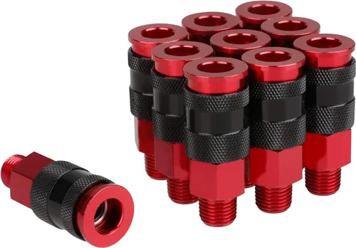 Miniatura 8 de Kit de acoplador y enchufe de aire NPT de 1/4 pulgadas, acoplador de aire unviersal AMT con 4 piezas de tapones de aire tipo I/M, juego