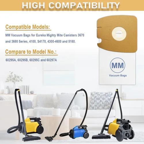 Miniatura 2 de Bolsas de vacío MM para envases Mighty Mite Eureka 3670, 3670M, 3670H, 3670G, 60295C, 60297A Mighty Mite, pieza # 60295, paquete de 8