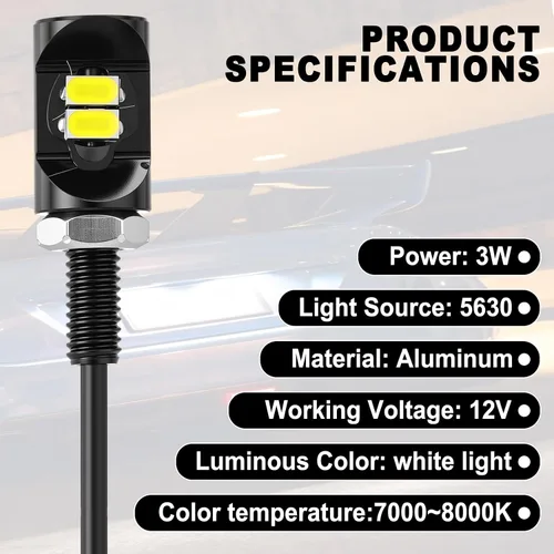 Miniatura 6 de Frienda 4 luces LED de matrícula de 12 V para motocicleta, luz impermeable, con tornillo, lámpara de perno de tornillo, soporte de bombilla