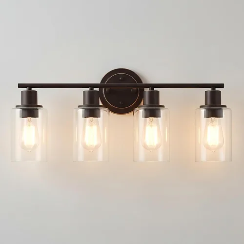 Miniatura 13 de 2 Light Bathroom Vanity Light Over Mirror - Black and Gold Farmhouse Wall Light for Bathroom Vanity Powder Room, Rustic Gooseneck Barn Style 2 Bulb