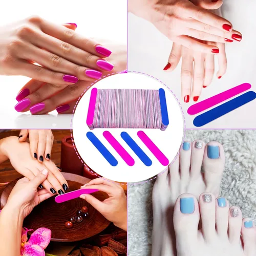 Miniatura 6 de Emery Boards para uñas, 100 limas de uñas para uñas naturales, pequeñas, desechables, de doble cara, lima de uñas coloridas, a granel para el hogar