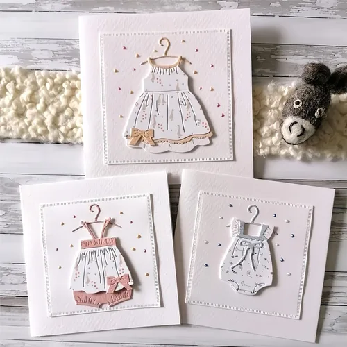 Miniatura 2 de Troqueles de corte para ropa de bebé niña para hacer tarjetas, troqueles de papel de metal para álbumes de recortes, suministros de fabricación de 01