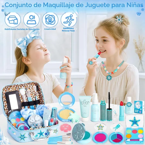 Miniatura 3 de Hohosunlar Maquillaje de simulación Frozen para niñas, juguetes 3-5 años, maquillaje de juguete falso, juguetes de princesa de Frozen para niñas