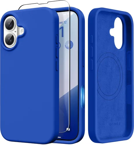 Miniatura 218 de GONEZ Funda de silicona para iPhone 14 Pro Max, compatible con MagSafe, con protector de pantalla + protector de lente de cámara, silicona líquida a