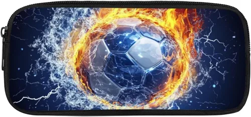 Miniatura 13 de FOR U DESIGNS Estuche para lápices de fútbol para niños, con la bandera estadounidense, con cremallera, bolsa para lápices para niños, pequeña bolsa