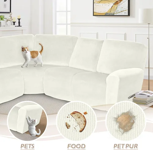 Miniatura 100 de Arfntevss Fundas de sofá seccional reclinable de terciopelo, Funda de sofá seccional de esquina para sofá reclinable, Funda elástica suave