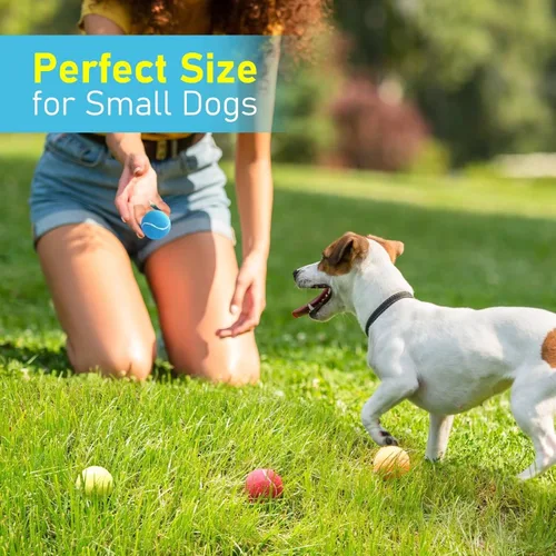 Miniatura 6 de Prime Pets Pelotas de tenis para perros, paquete de 4, mini pelotas de tenis duraderas de alto rebote de 2 pulgadas para perros, pelota chirriante