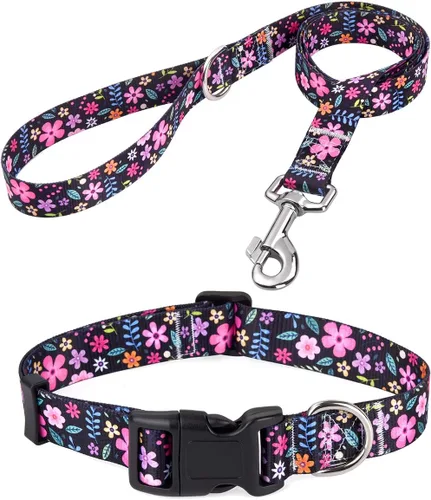 Miniatura 37 de Mihqy - Collar de perro, patrones geométricos florales, tribales, bohemios, collar de estilo étnico, suave y ajustable, para perros pequeños, Pink