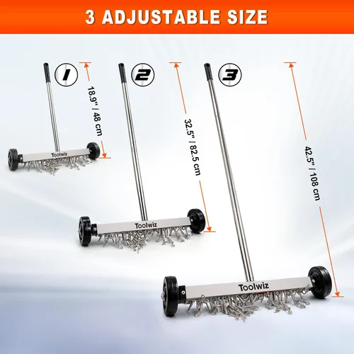 Miniatura 5 de Toolwiz Barredora magnética de 15 pulgadas, herramientas de techo para barredora de césped, herramientas de patio de 10 libras, ruedas lisas