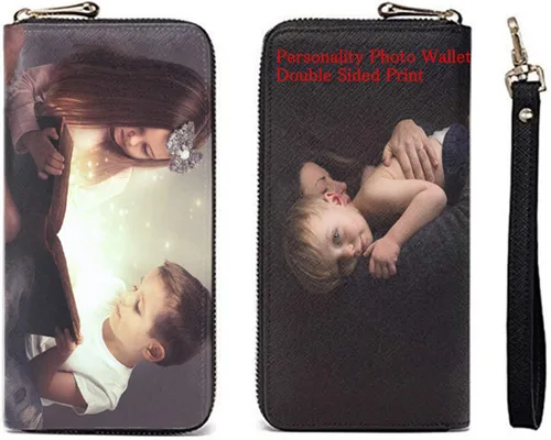 Personality - Cartera de cuero para mujer, bolso de mano, tarjeteros, billeteras personalizadas, fotos, carteras para imprimir cualquier foto, Negro