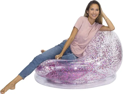 Miniatura 7 de Air Candy Silla inflable con purpurina, rellena con purpurina holográfica que cambia de color de 0.236 pulgadas, fabricada con PVC fuerte que