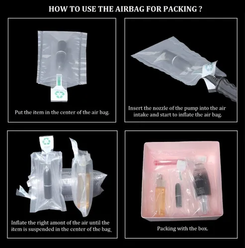 Miniatura 4 de Paquete de 100 bolsas inflables de plástico transparente de 11.8 x 13.8 pulgadas, bolsa de burbujas de aire, embalaje de suspensión, almohadas
