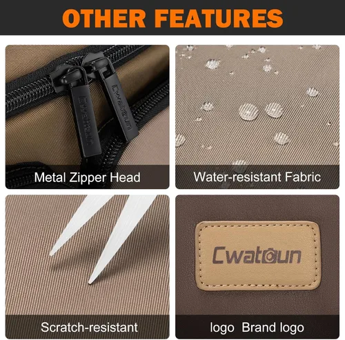 Miniatura 8 de Cwatcun - Bolso bandolera impermeable para cámara con tapa, maletín cruzado para hombro con soporte para trípode, bolso de fotografía para viajes