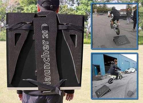 Miniatura 5 de Rampa de salto para niños para patineta, bicicleta, scooter, BMX, auto RC y motocross, 25.2 pulgadas, color negro