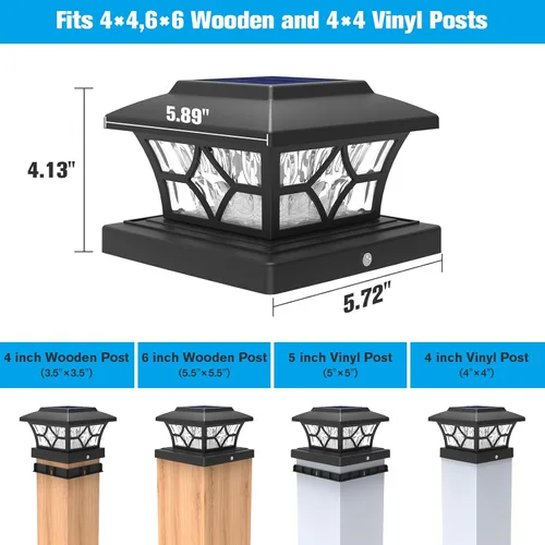 Miniatura 6 de VOLISUN Luces Solares para Postes Exteriores, Luces Solares para Postes de Valla de 4x4 Vinilo/Madera, Luz Solar Negra Impermeable para Poste