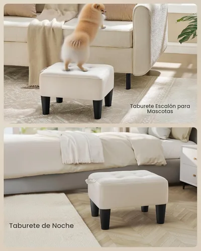 Miniatura 5 de SONGMICS Taburete para pies con patas, Otomán Taburete Pequeño, Asiento de Terciopelo con Cojín Grueso, para Sala de Estar, Dormitorio, Entrada