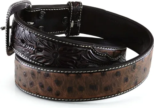Miniatura 4 de ARIAT Cinturón de cuero con estampado de avestruz para hombre