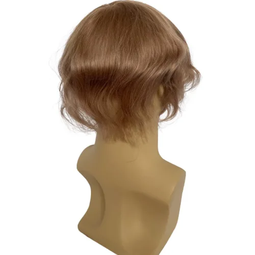 Miniatura 5 de Voloria Postizo humano virgen europeo para hombre tupé ultra transparente piel fina PU piezas de pelo de repuesto 10"x8" tamaño base #21 color rubio