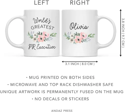 Miniatura 5 de Andaz Press Taza de café personalizada de 11 onzas, taza ejecutiva de relaciones públicas más grande del mundo, flor de anémona rosa, 1 paquete