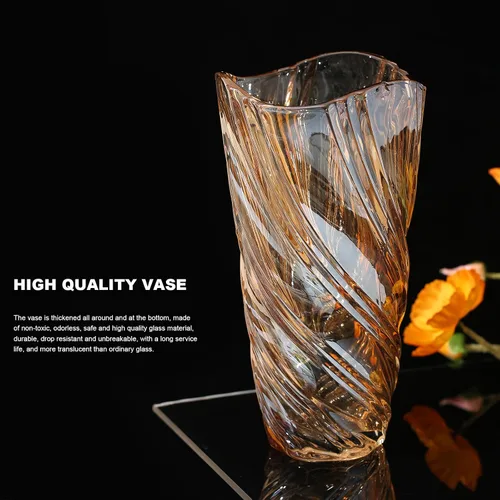 Miniatura 5 de Jarrón de cristal, elegante centro de mesa decorativo en espiral para el hogar, oficina, boda, elegante florero de vidrio soplado