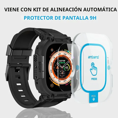 Miniatura 2 de amBand - Carcasa de Correas con Protector de Pantalla Compatible con Apple Watch Ultra 3/2/1 49mm para Hombres, Serie Deportiva M1 Funda Resistente