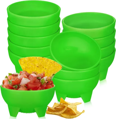 Miniatura 10 de Maxcheck 12 piezas de cuencos de salsa para fiesta de 4.5" de diámetro, cuencos de salsa mexicanos de plástico para guacamole, lindos chips y plato