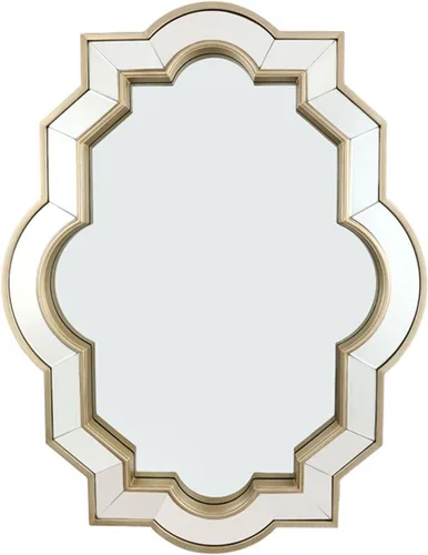 Espejo festoneado dorado, espejos decorativos rectangulares grandes para decoración de pared, marco montado en la pared, espejo de latón, tocador de