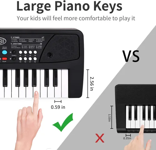 Miniatura 3 de Teclado de piano mejorado de 37 teclas para niños, juguetes musicales de 3 a 5 años, teclado para principiantes, piano con micrófono para niños