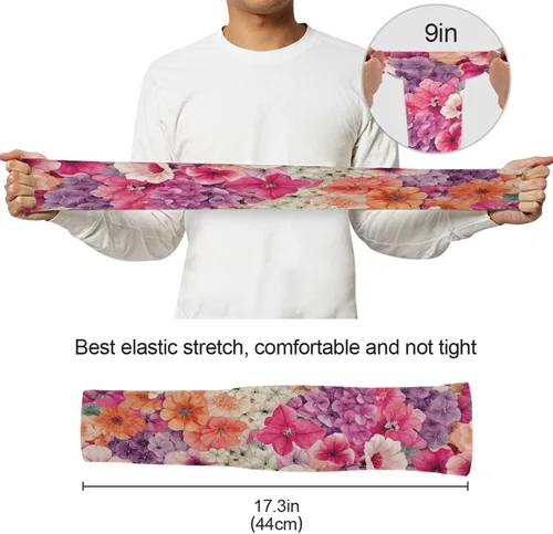 Miniatura 5 de Mangas de jardinería con diseño de libélula de flores, con agujero para el pulgar, protección solar, mangas para brazos para mujeres y hombres