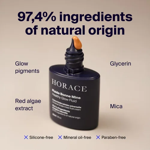 Miniatura 3 de HORACE Fluido de brillo saludable para hombres – Crema líquida teñida – Sombra universal para todo tipo de piel – 97% ingredientes naturales – Sin