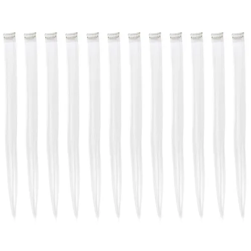 Miniatura 23 de SWACC 12 unidades de broches con extensiones reflejos para cabello de un solo color para fiestas. Mechones de cabello sintético de color., Azul Azul