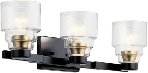 Miniatura 7 de Kichler Vionnet - Lámpara de tocador con 2 luces de 14.5 pulgadas con cristal transparente, color negro