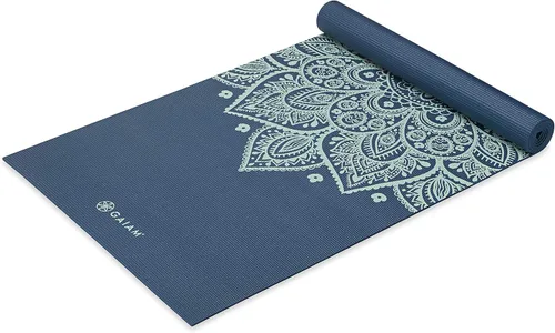 Gaiam - Esterilla de yoga premium de 5mm con estampado, gruesa y antideslizante para todo tipo de yoga, pilates y entrenamientos en el suelo (68" x